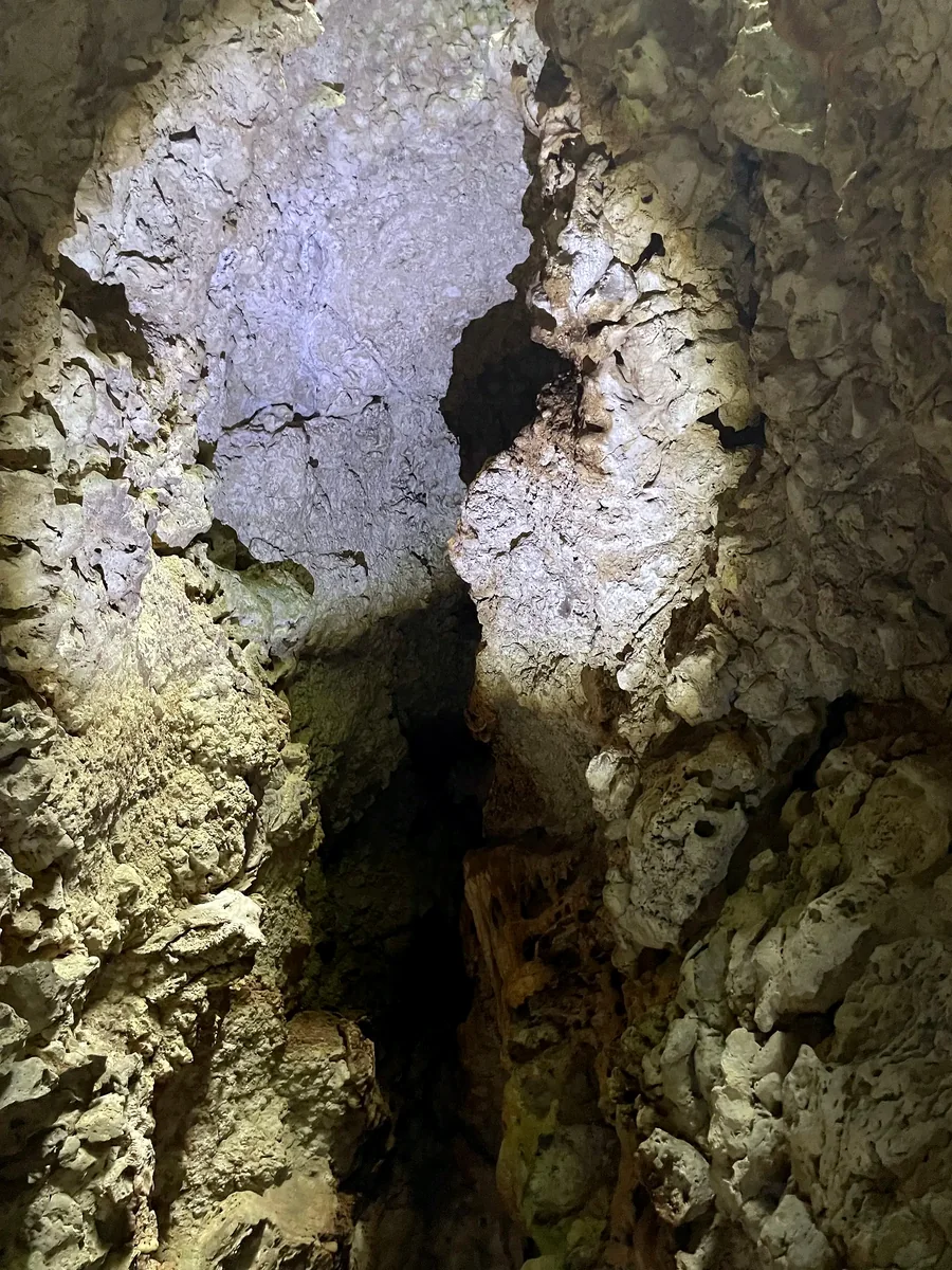 Small solution cavity in cave wall