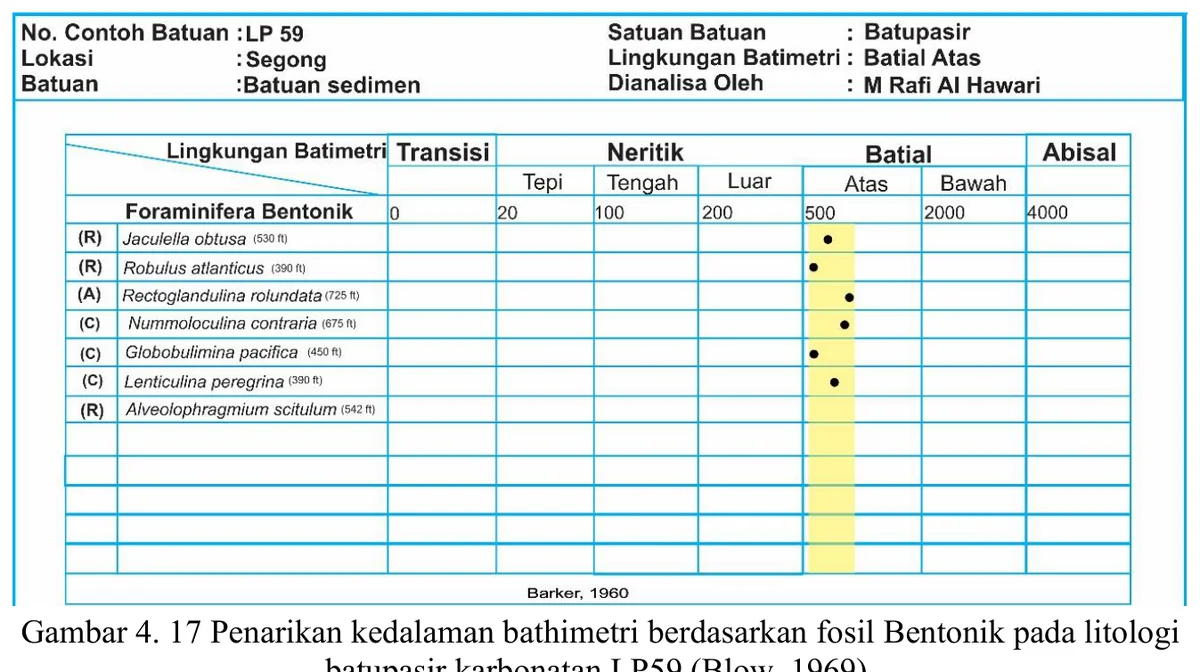 Palaeobathymetric range chart for LP59