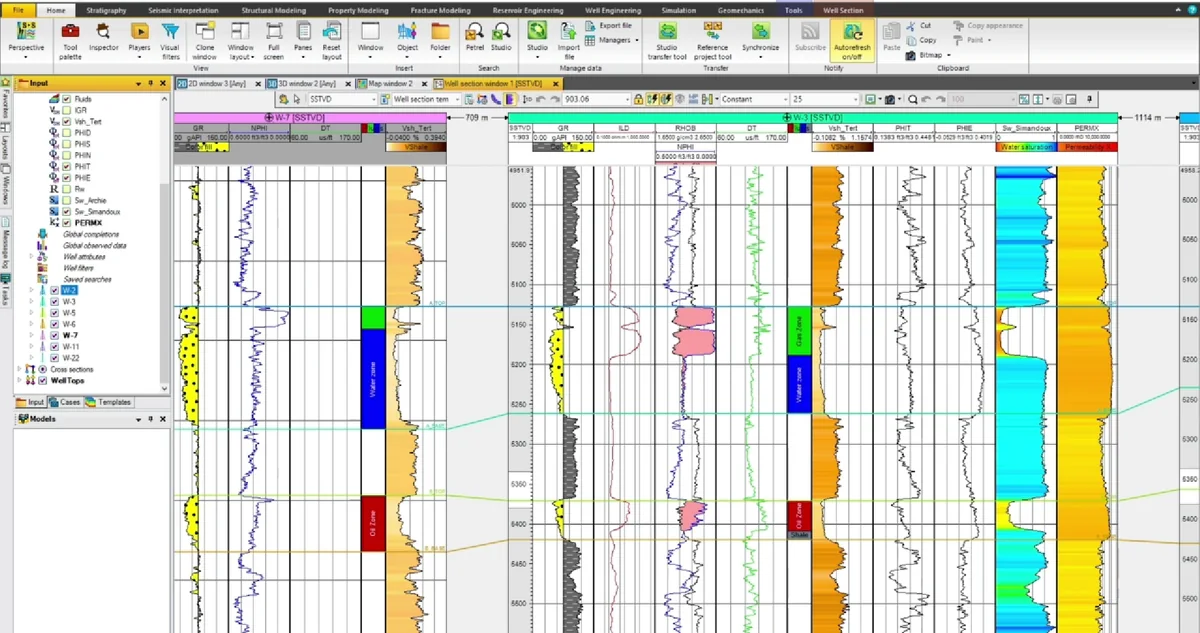Well-log display setup