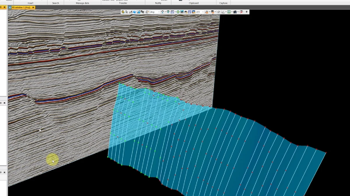 Fault surface cut by the seismic–horizon framework