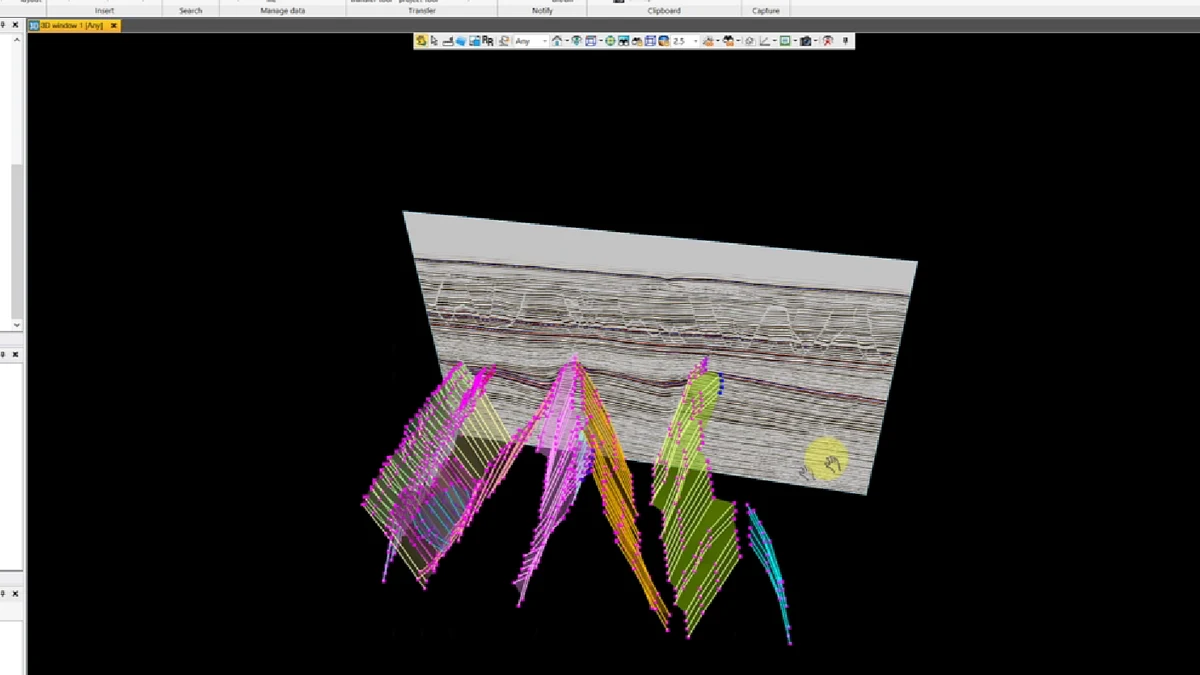 Multi-fault stick set with seismic context